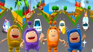 Oddbods Turbo Run Challenge Bubblus vs Jeff vs Slick vs Pogo | Nubi Gameplay