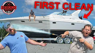 Our FREE Abandoned Yacht Gets Its First Wash In 15 Years !