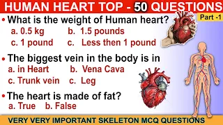 Human Heart MCQs, | Human Heart Related Questions  | Heart physiology MCQ | Heart MCQs | #neet2023