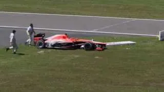 Formula 1 - Jules Bianchi's Marussia F1 rolls down the track at German GP Nurburgring 2013