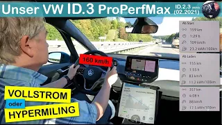 Langstrecke VW ID.3: VOLLSTROM 160 km/h oder HYPERMILING 90 km/h hinter dem LKW | PRAXISTEST