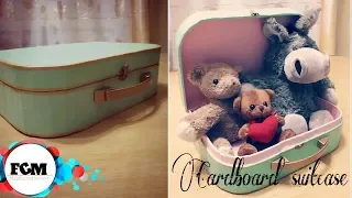 DIY | TURNING CARDBOARD INTO DECORATIVE SUITCASE! DIY SUITCASE! CARDBOARD CRAFTS!