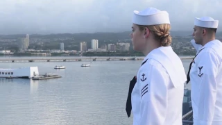 USS John C. Stennis renders honors at Pearl Harbor