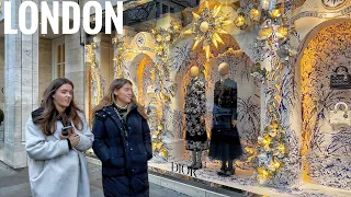 London, England 🇬🇧 Mayfair New Bond Street Christmas Lights Winter ❄️ Walk- 4K HDR  (▶1 hour)
