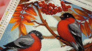 Алмазная мозаика "Снегири зимой" от МОСФА 🎄 / Diamond Painting Bullfinches