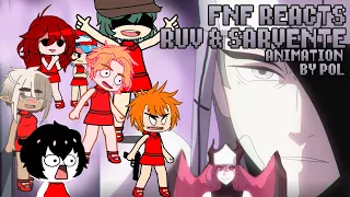 FNF Reacts to Friday Night Funkin but Anime RUV vs BF | Everyone Tries GF's Outfit  | xKochanx