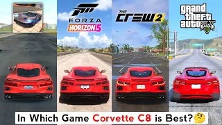 Corvette C8 Sound & Top Speed - Extreme Car Driving Simulator vs Forza Horizon 5 vs Crew 2 vs GTA 5