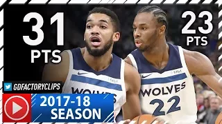 Andrew Wiggins & Karl-Anthony Towns Full Highlights vs Mavericks (2017.11.04) - TOO SICK!