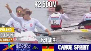 K2 Women 500m Final  | POLAND CHAMPION | European Championships Munich 2022