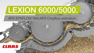 CLAAS LEXION 6000 / 5000. APS SYNFLOW WALKER cropflow animation.