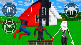 BIGGEST SUPERHEROES HOUSE HOW TO PLAY SPIDER MAN / MILES MORALES / GWEN in Minecraft Compilation