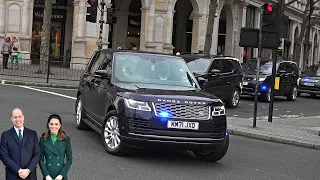 Prince William & Kate Middleton police escort in London