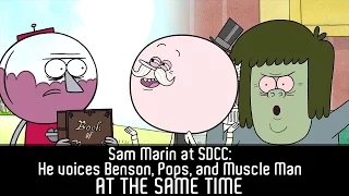 SDCC 2012- The Regular Show Panel: Sam Marin does Benson, Pops, and Muscle Man AT THE SAME TIME