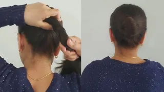 Simple bun hairstyle without rubber band | Easy bun hairstyle | Summer bun hairstyle | Messy bun