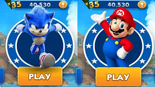Super Mario Run vs Sonic Dash - Movie Sonic vs All Bosses Zazz Eggman - All 62 Characters Unlocked