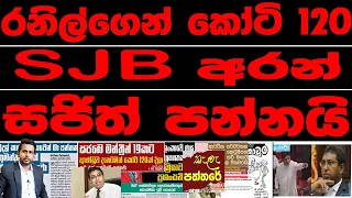 රනිල්ගෙන් කෝටි 120 ක්  SJB  අරන්  සජිත් පන්නයි . kalapaththare /කැලෑ පත්තරය 2024 06 08