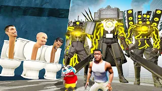 New Upgraded Tri Titan Vs GMAN Skibidi Boss Fight In GTA 5 Tamil