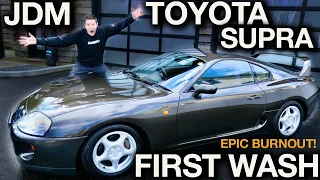 First Wash 1994 Toyota Supra JDM Full Detail Transformation and Burnout!