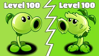 PvZ 2 Primal Peashooter Level 100 Vs All Plants Level 100