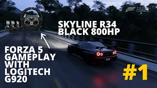 Skyline R34 Black 800HP - Forza Horizon 5 | Logitech G920 + Shifter