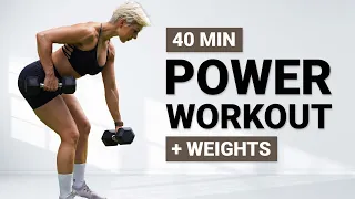 40 MIN DB FULL BODY WORKOUT | Pull Focus | + Repeat | + Weights | Core | Super Sweaty Power Workout