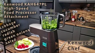 Kenwood High-Speed food processor attachment - cabbage, cucumber and radish salad with green onions.