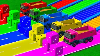 LOAD & TRANSPORTING WHEAT WITH COLORFUL TRUCKS FROM COLORED GARAGES Farming Simulator 22 | FarmYA