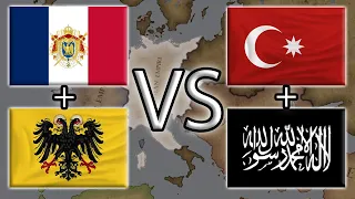 Umayyad Caliphate & Ottomans   Vs French Empire & HRE - HOI4 Timelapse