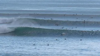 LINE UP LONG BIG WAVE, SURFERS CROWDED ARE LIKE ANTS LOOKING FOR SUGAR ON IMPOSSIBLES ANG BINGIN