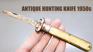 Restoring antique hunting pocket knife with buffalo horn scales. Knife restoration