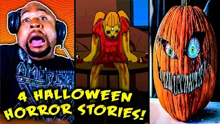 Reacting to 4 Halloween Horror Stories Animated... NOT S3XUAL!