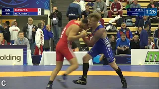 Round 1 GR - 58 kg: K. KAZAKOV (RUS) df. T. KATAJISTO (FIN), 1-0