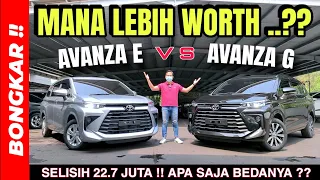 Bongkar !! PERBANDINGAN TOYOTA ALL NEW AVANZA TIPE 1.3 E VS 1.5 G 2023 || Review Exterior & Interior