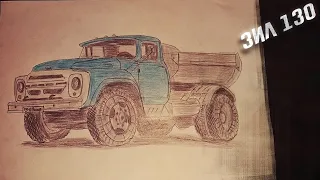 How to draw a truck with a simple pencil