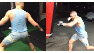 Conor McGregor shadow boxing and heavy bag work [Training UFC 197]