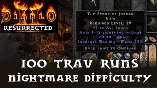 Diablo 2 Resurrected: 100 Nightmare Travincal Runs Drop Highlights!!