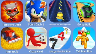Tom Hero Dash, Sonic Dash 2, Minion Rush, Going Balls, Harvest.io, Crazy Kick!, Merge Number