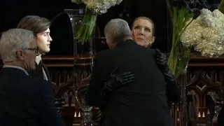 Celine Dion Stands for Hours Consoling Mourners at Husband's Memorial