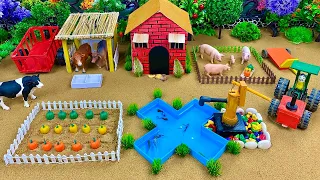 Top DIY Tractor Making Farm Diorama with House for Cow, Pig, Supply Water for Agriculture, Fish Pond