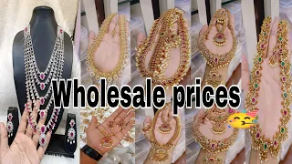 ఒకటి కాదు రెండు కాదు100 పైగా🥳 Designsతో Onegramgold jewellery in wholesale long haram collection's