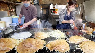 驚愕の爆量焼きそばが凄すぎる激シブ鉄板お好み食堂丨Japanese Street Food