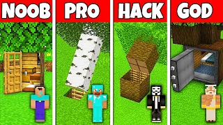 Minecraft Battle: NOOB vs PRO vs HACKER vs GOD! INSIDE TREE HOUSE BUILD CHALLENGE in Minecraft