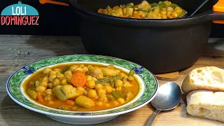 GUISO DE GARBANZOS CON POLLO. Una receta fácil rápida y muy saludable. Loli Domínguez - Recetas.