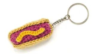 How to Crochet a Hot Dog Keychain or Ornament ~ Tutorial