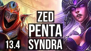 ZED vs SYNDRA (MID) | 29/0/10, Penta, Legendary, 6 solo kills, 800+ games | KR Master | 13.4