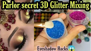 3D Glitter Eyeshadow Mixing || Parlour Secret Eyeshadow Hacks #eyeshadow #glittereyeshadow #makeup