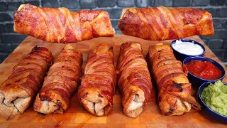 ASMR BACON WRAPPED BURRITOS MUKBANG