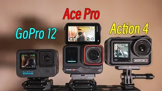 Insta360 Ace Pro vs GoPro 12 vs Action 4 , BEST Action Camera in 2023 , Insta360 X4 could be better!