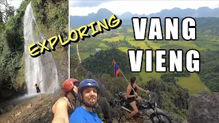 Exploring Vang Vieng by bike - Laos Travel Vlog