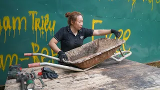 💡 This young lady is amazing, Successfully Repairs The Irreparably rusty wheelbarrow, all FREE